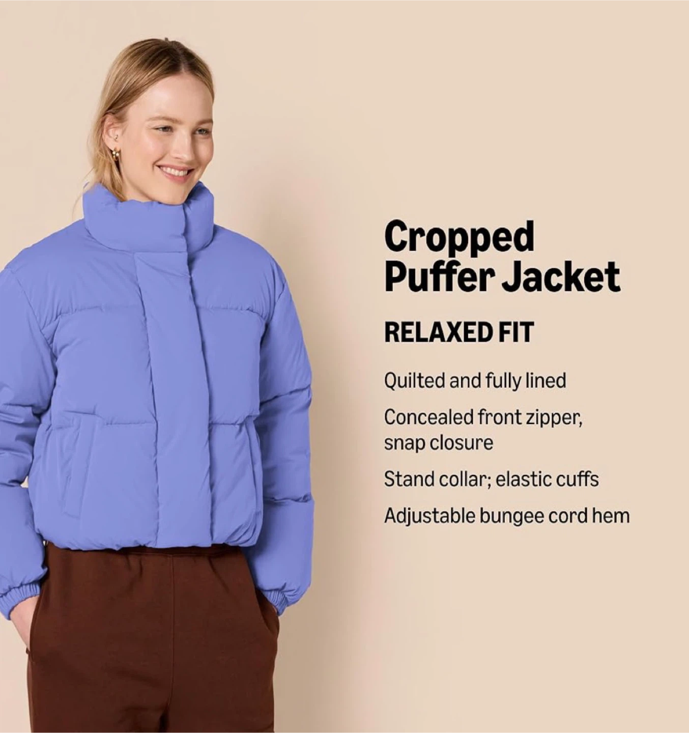 Cropped Puffer Jacket - Purple Blue - photo 3