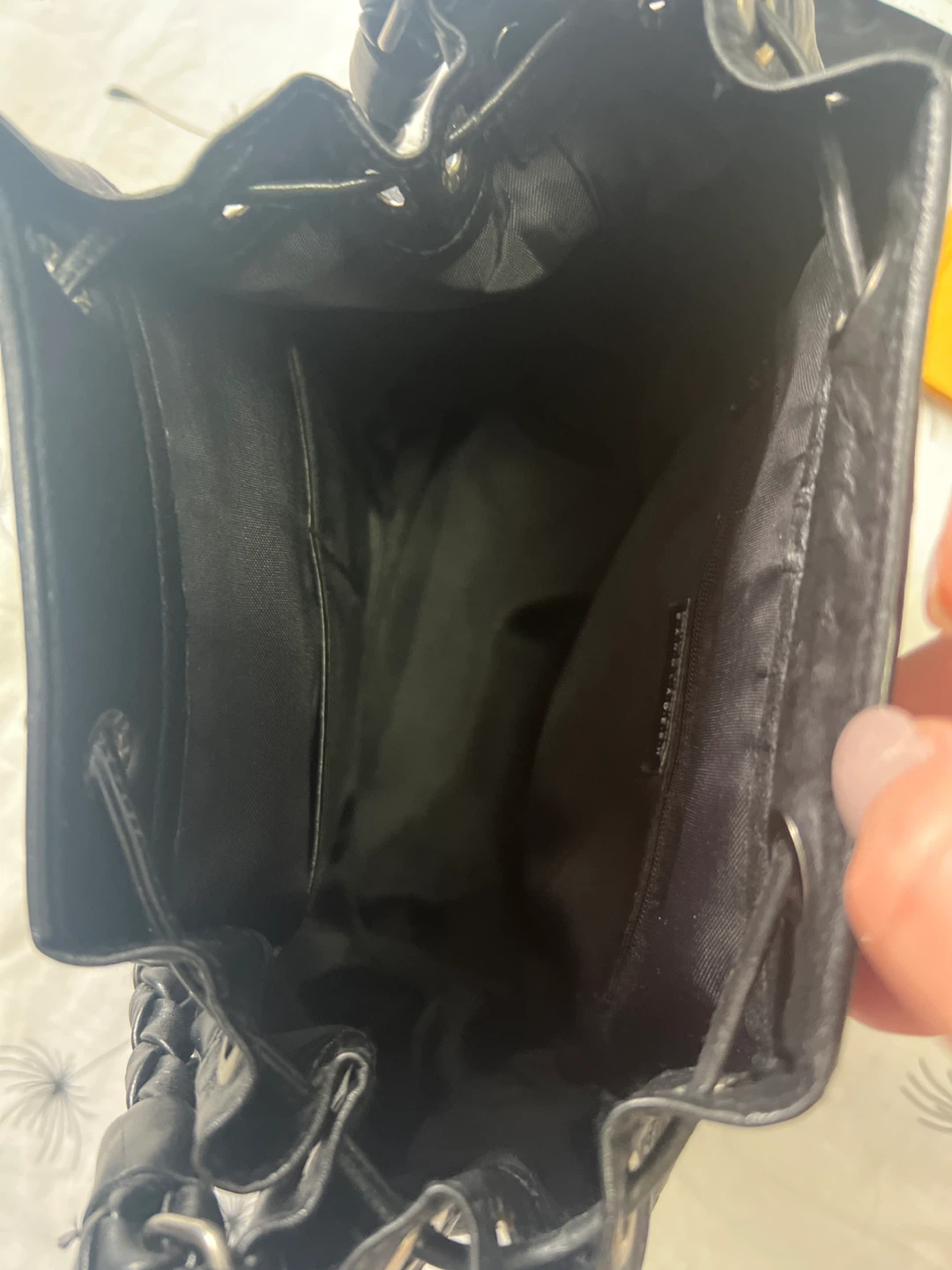Black Leather Bucket Bag with Tassel - photo 5