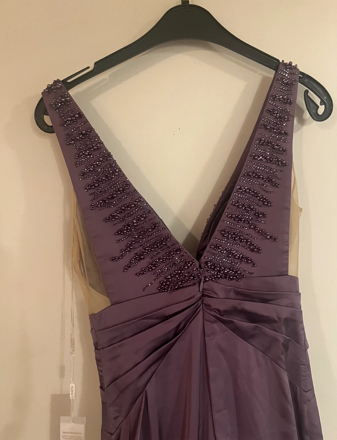 NEW Alfabeta Women's Satin Long Dress with Deep V-Neck Buckle - photo 5