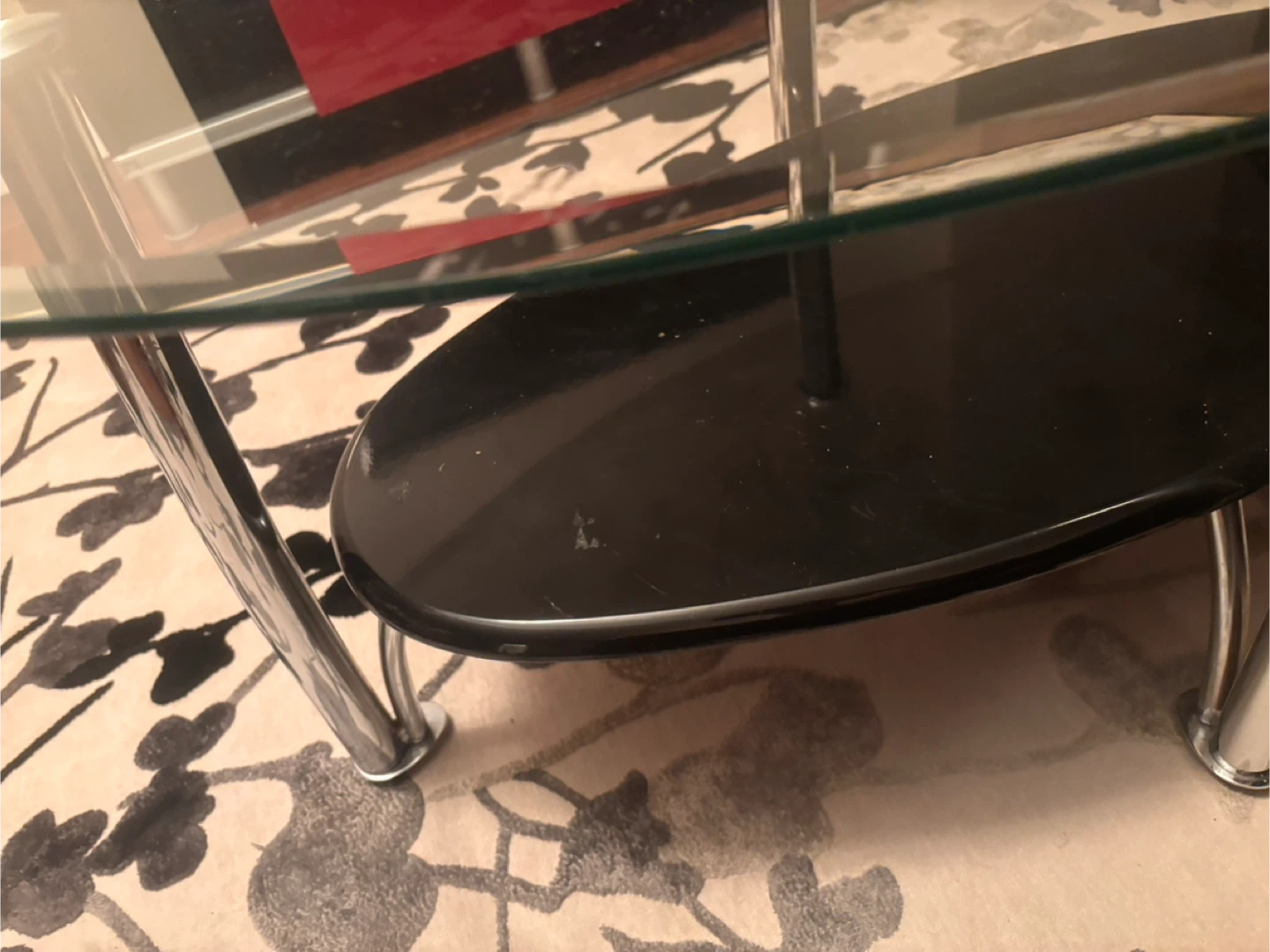 Oval Glass Coffee Table with Black Shelf - photo 3