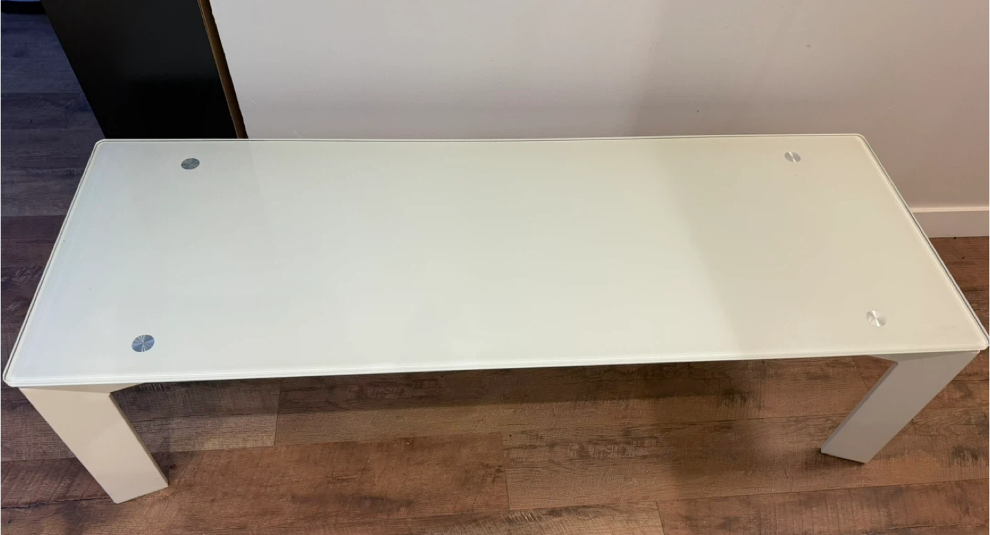 White Coffee Table with Glass Top