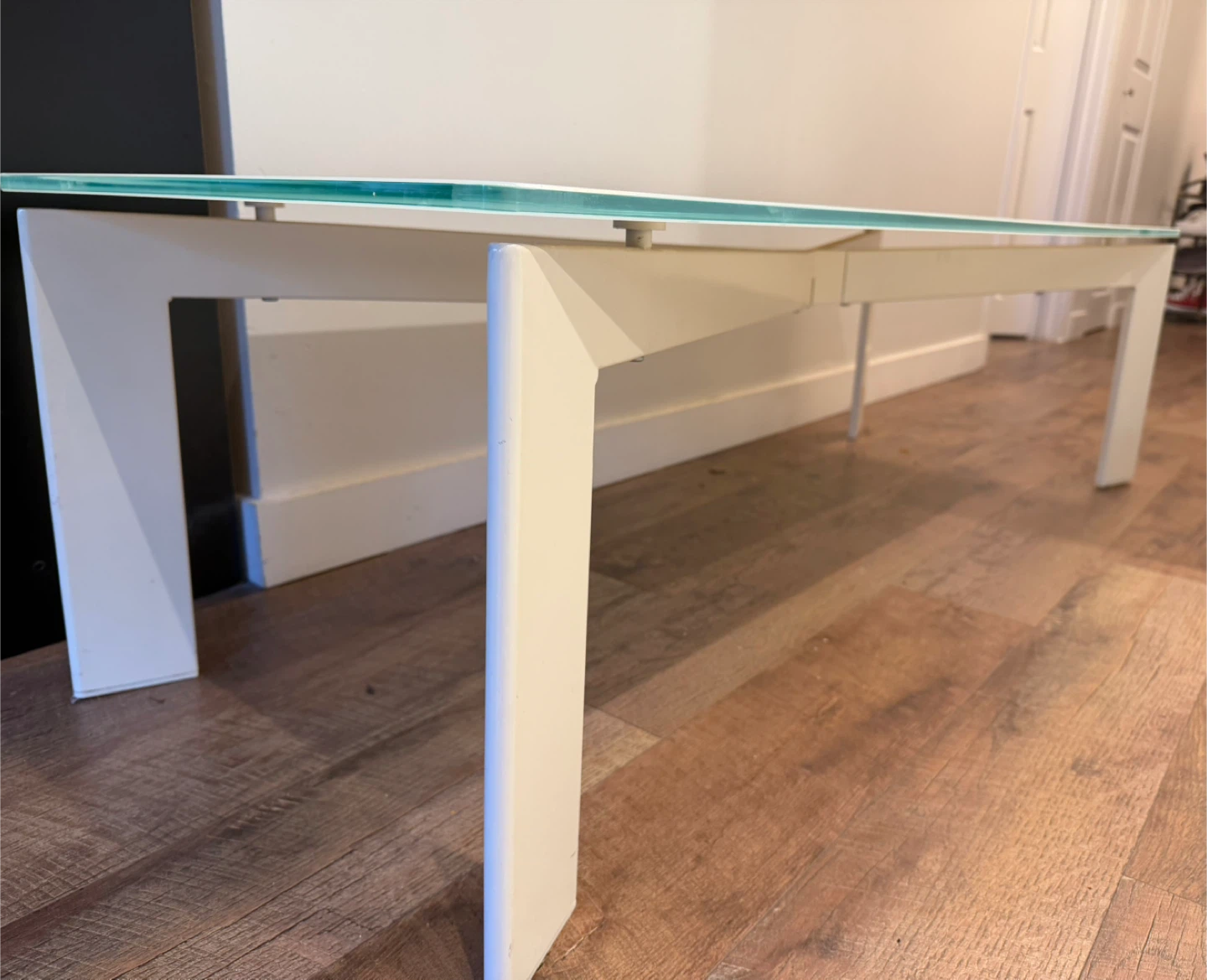 White Coffee Table with Glass Top - photo 3