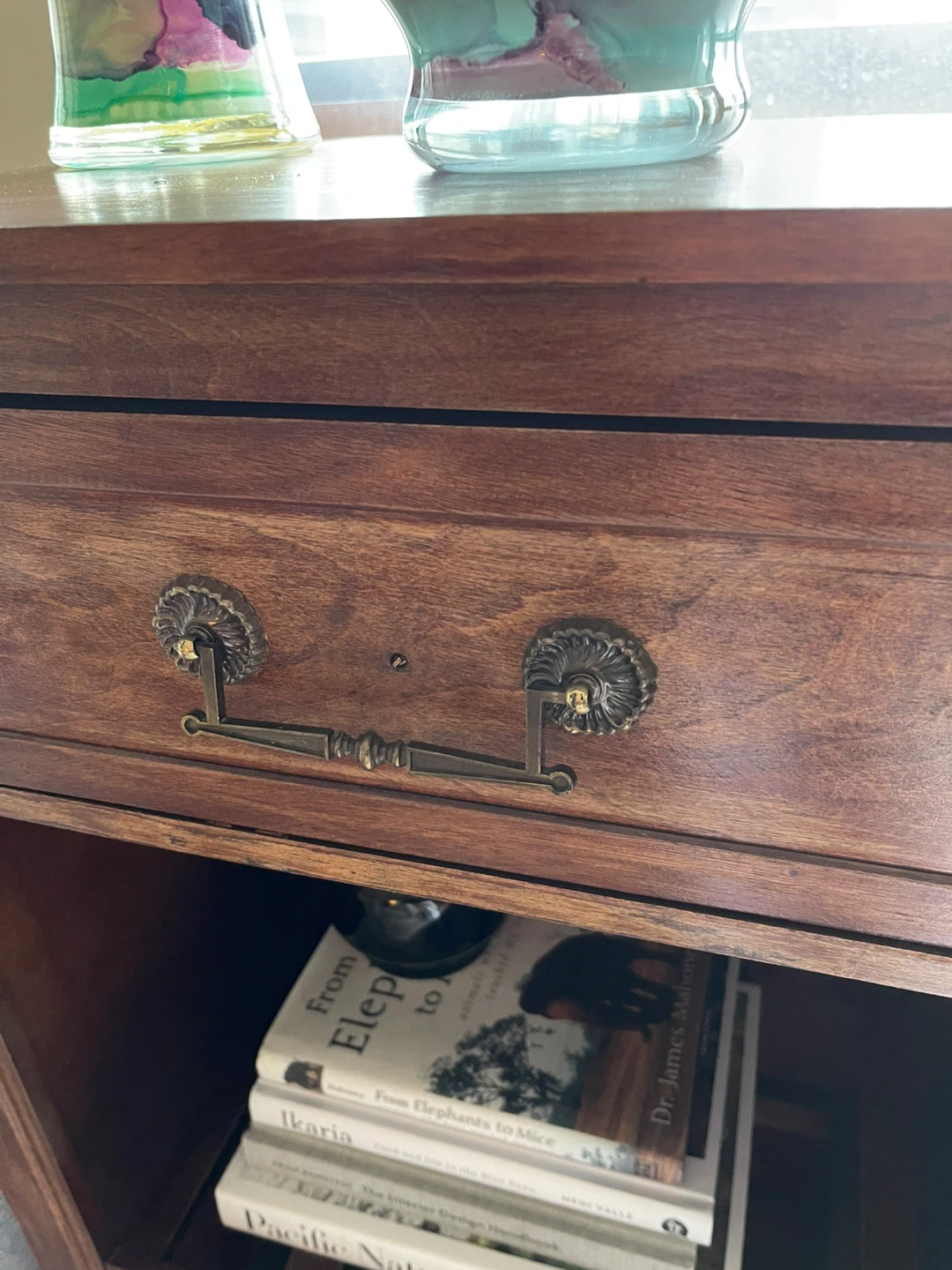 Solid wood Side Table with Drawer and Shelves - photo 2