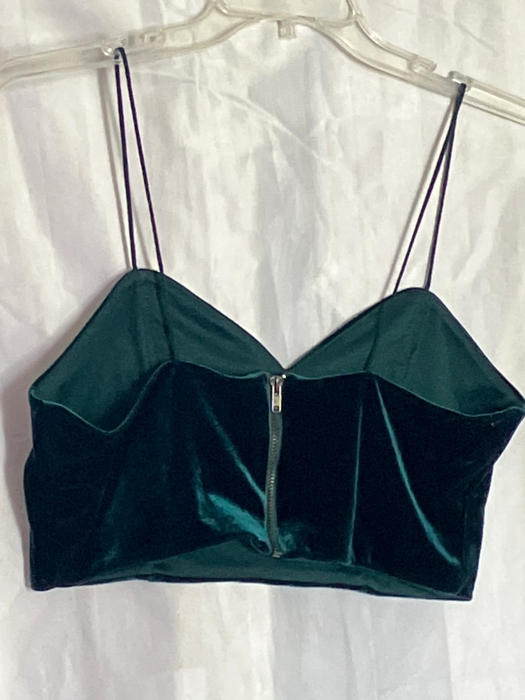 Emerald Green Velvet Crop Top - photo 2