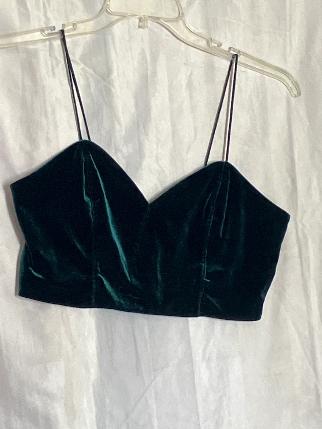 Emerald Green Velvet Crop Top