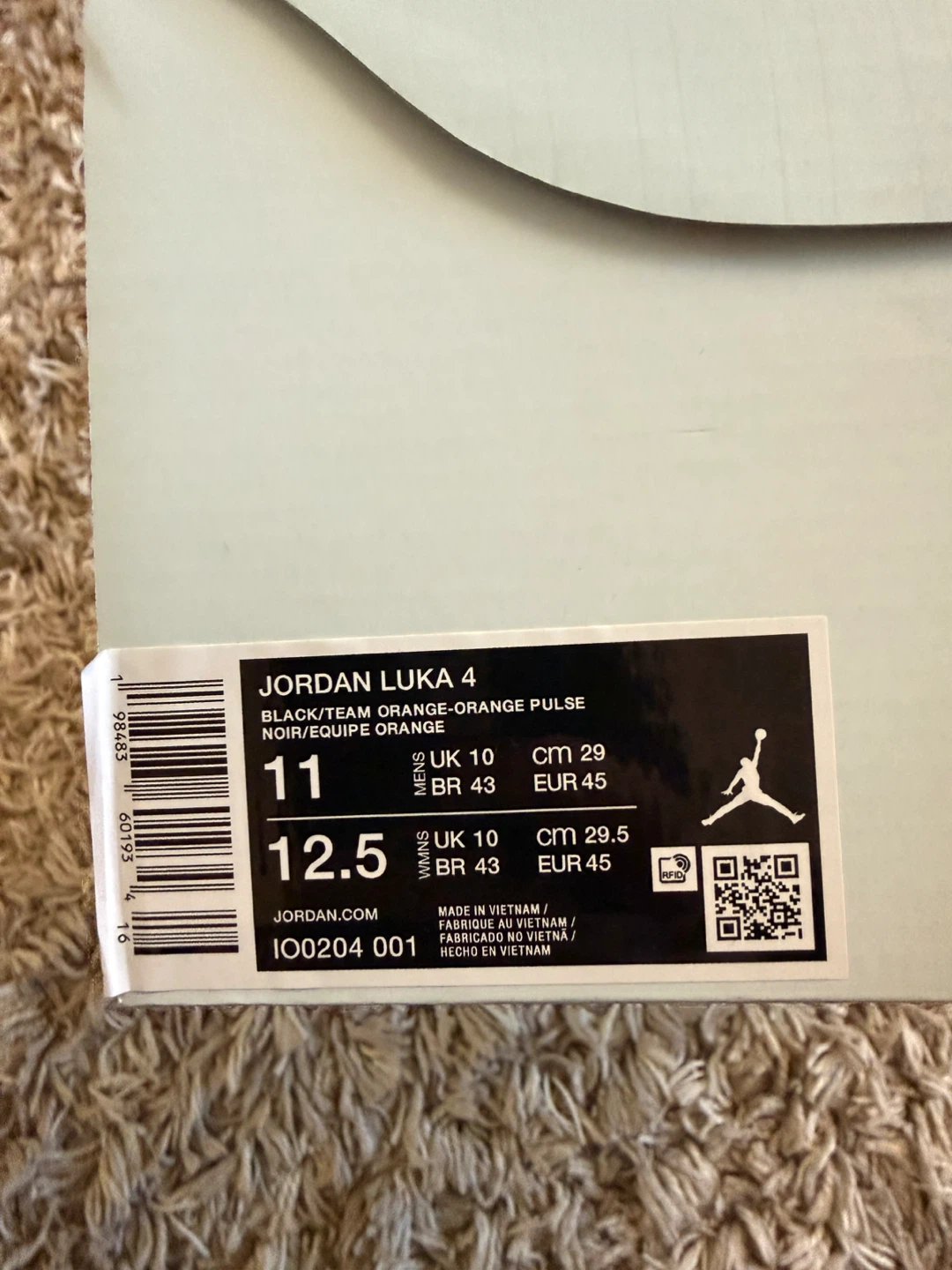Jordan Luka 4 Basketball Shoes Black/Team Orange Size 11