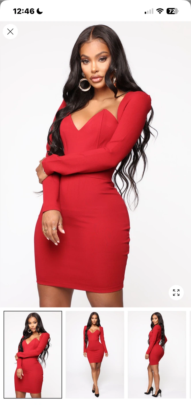 Fashion Nova Red Long Sleeve Mini Dress