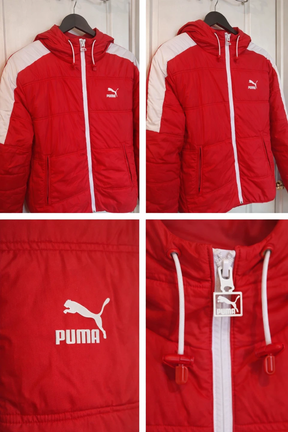 Puma Padded Hooded Jacket Red White