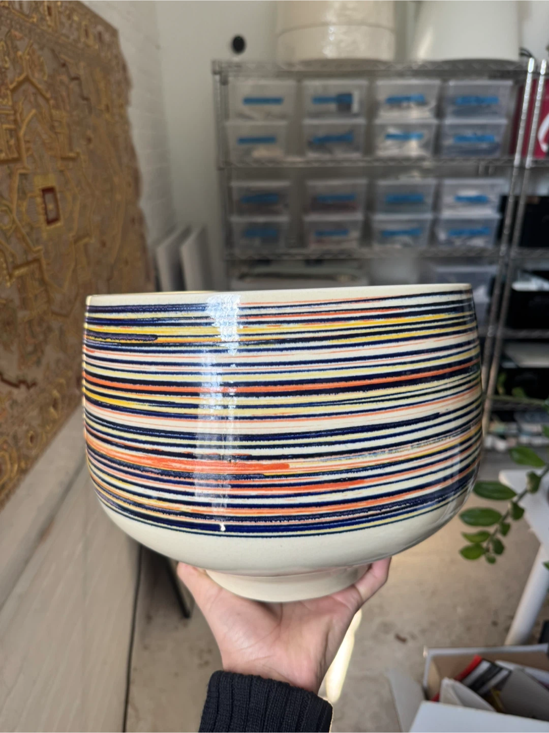 Decorative Ceramic Pot with Striped Design - photo 4