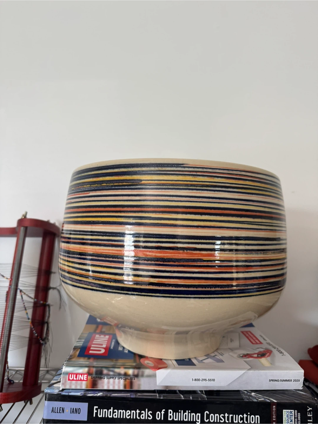 Decorative Ceramic Pot with Striped Design