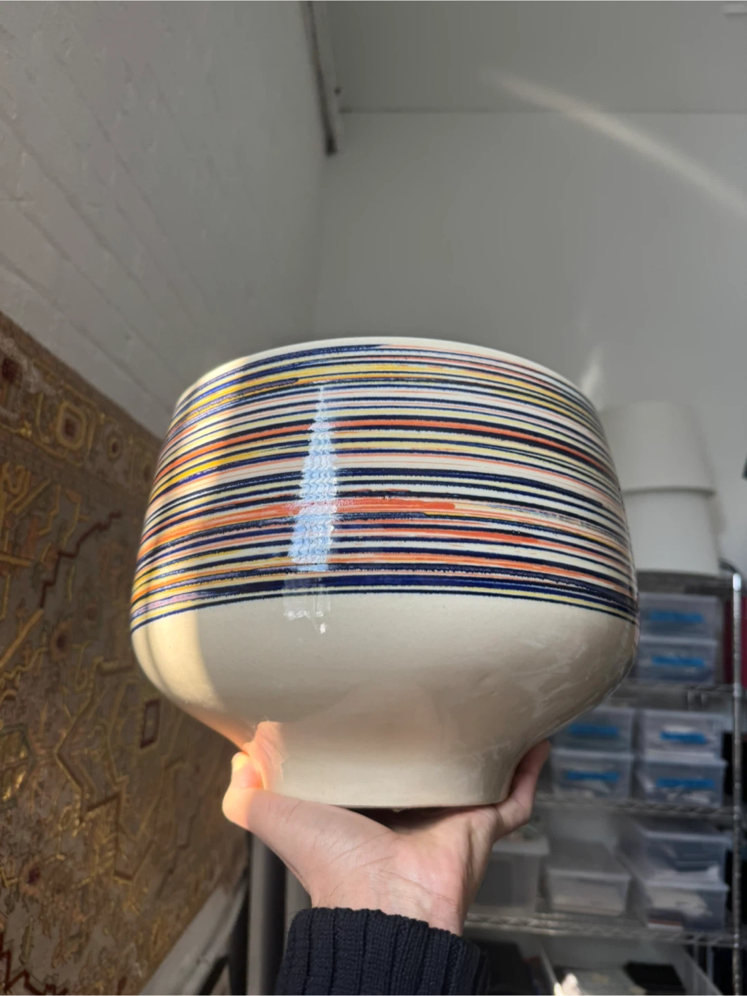 Decorative Ceramic Pot with Striped Design - photo 2
