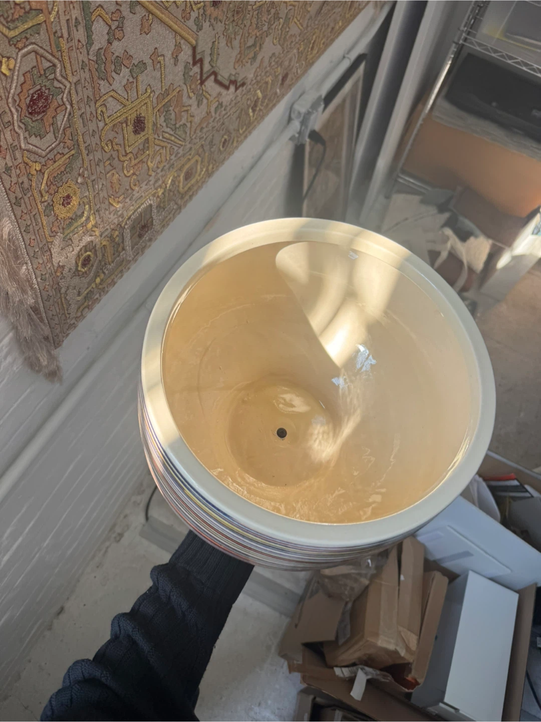 Decorative Ceramic Pot with Striped Design - photo 3