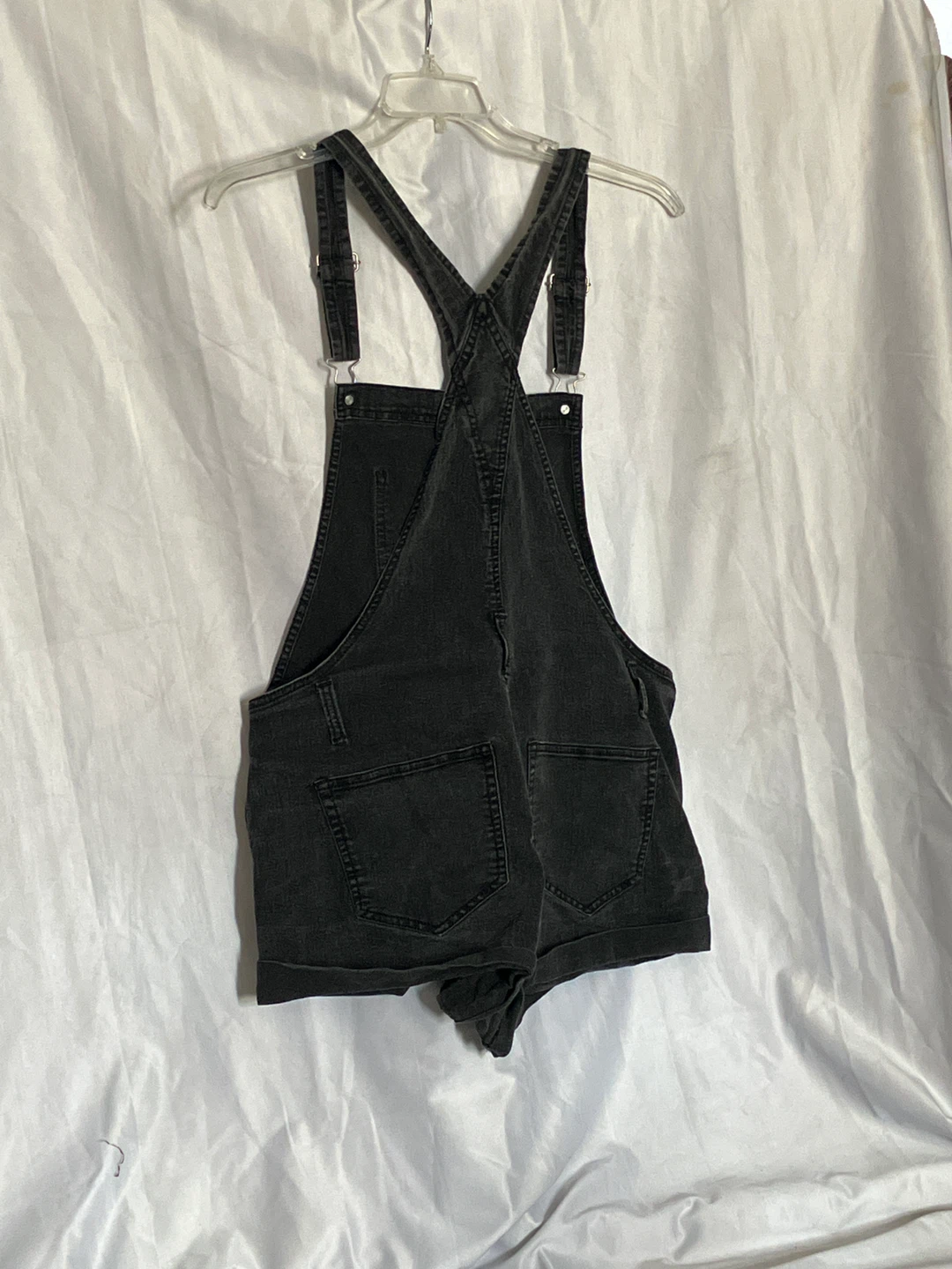 Black Denim Short Overalls - photo 2
