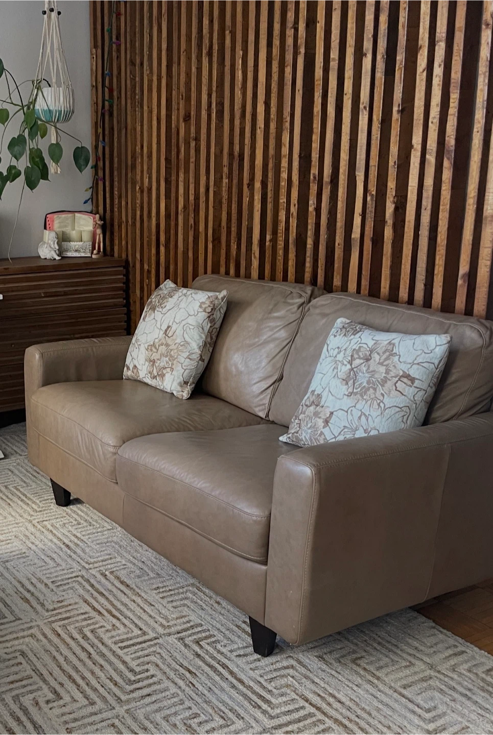 Leather love seat sofa