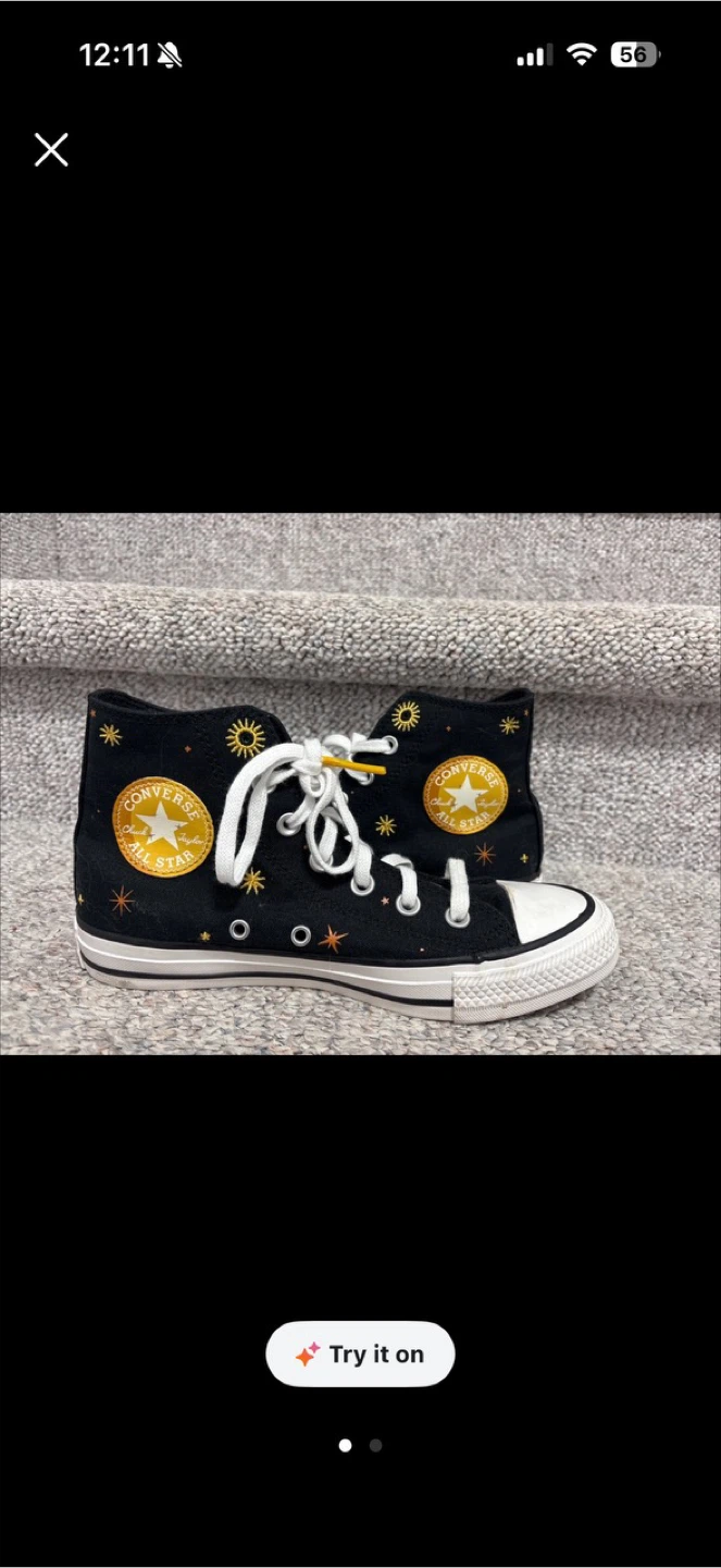 Converse Chuck Taylor All Star High Top Shoes - Black with Stars