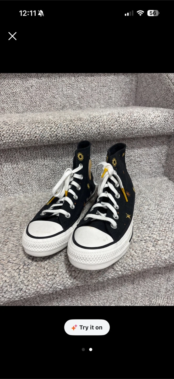 Converse Chuck Taylor All Star High Top Shoes - Black with Stars - photo 2