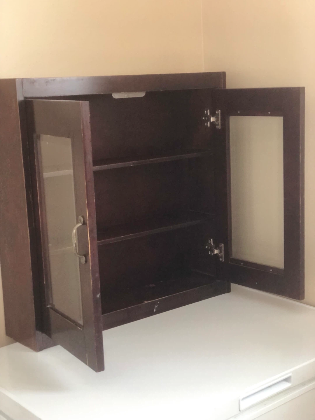 Dark Wood Wall Cabinet with Glass Doors - photo 3