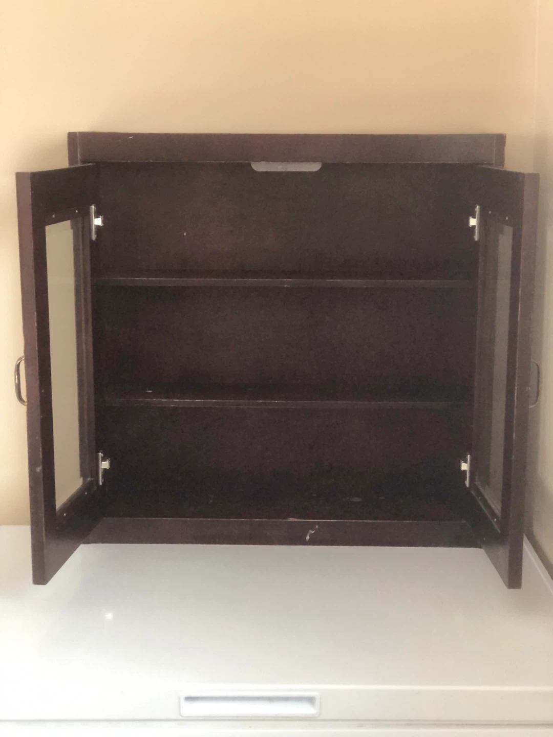 Dark Wood Wall Cabinet with Glass Doors - photo 2