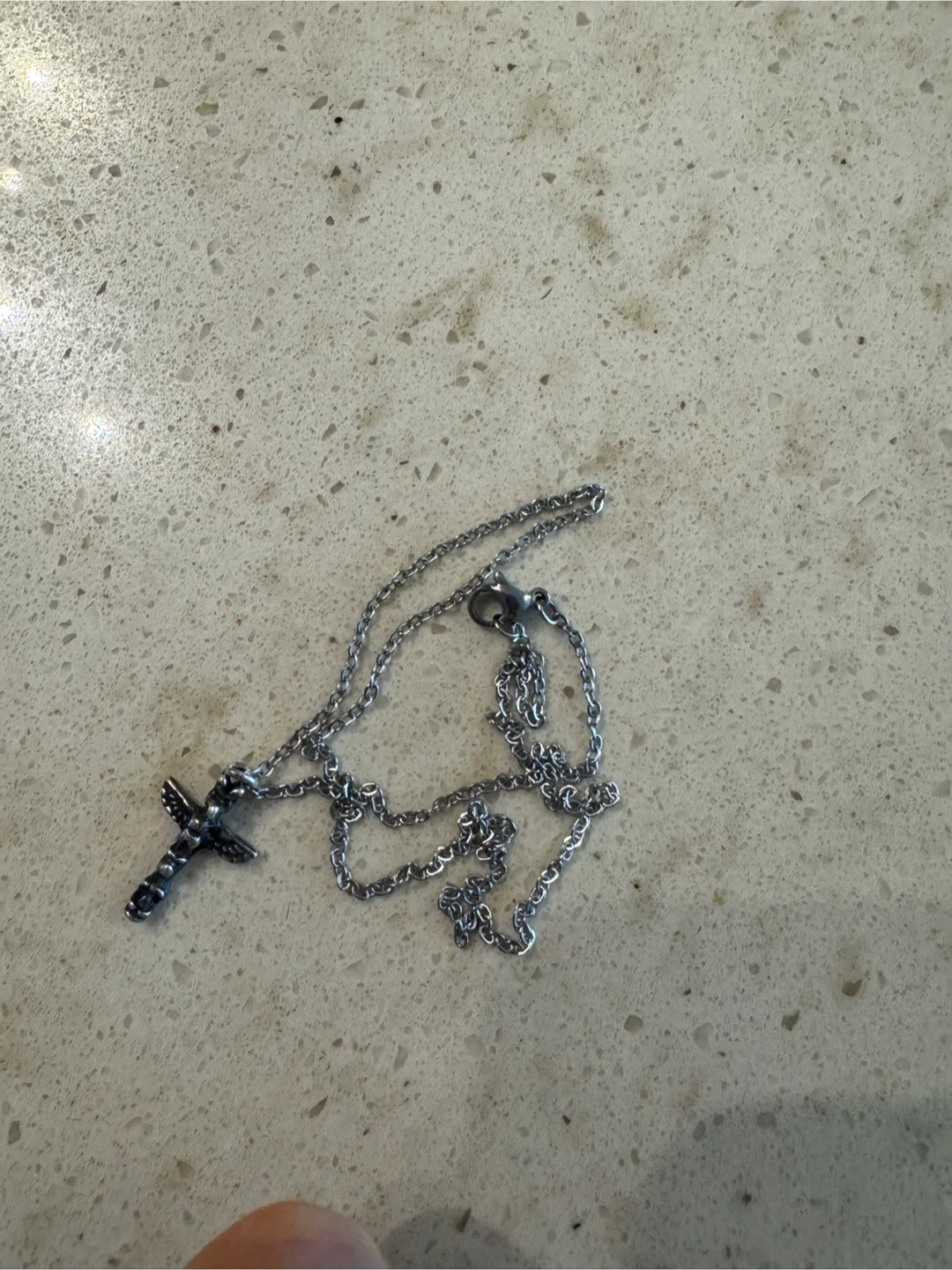 Silver Tone Cross Pendant Necklace