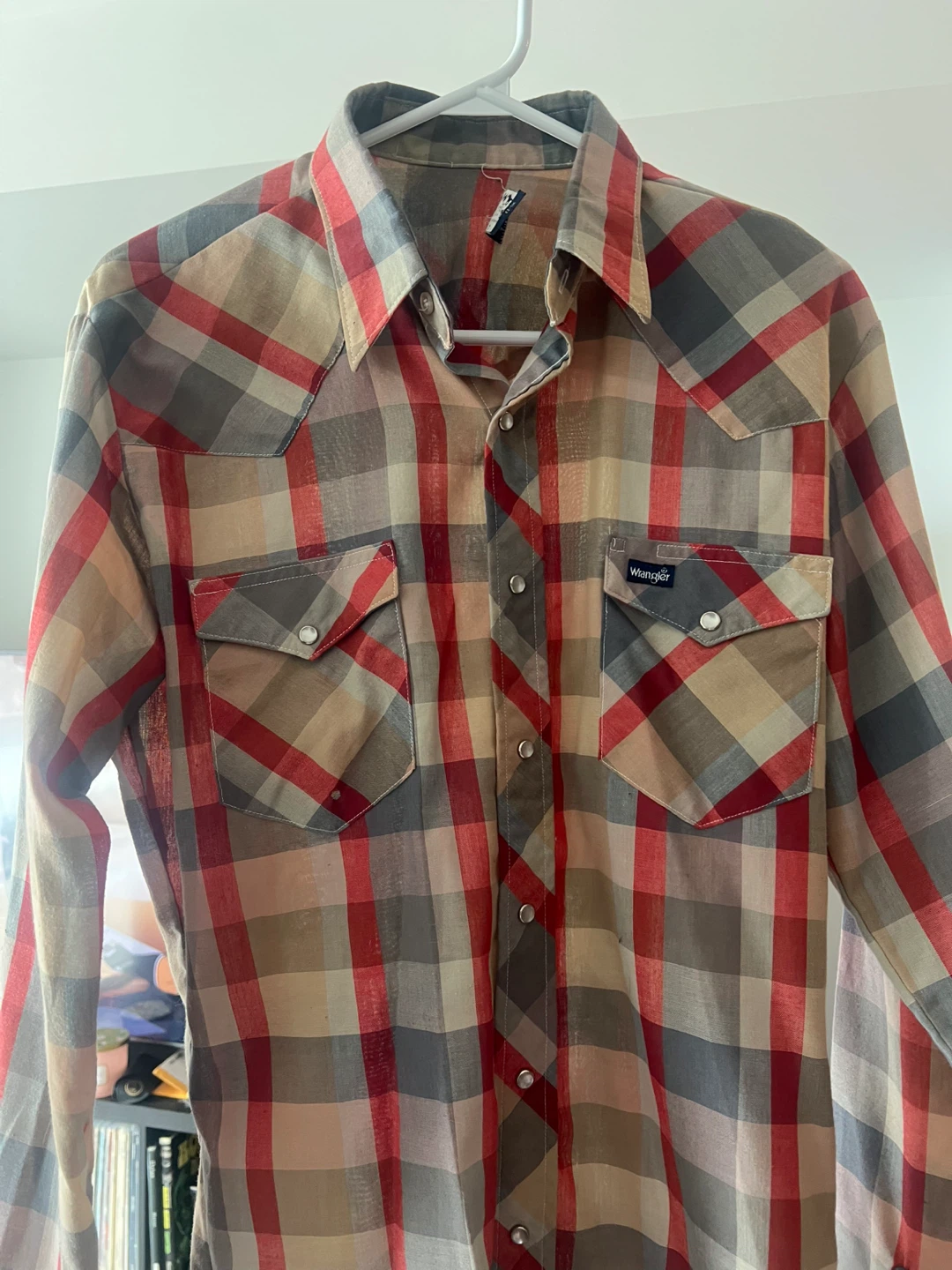 Wrangler Plaid Long Sleeve Button Up Shirt - Tall Man M