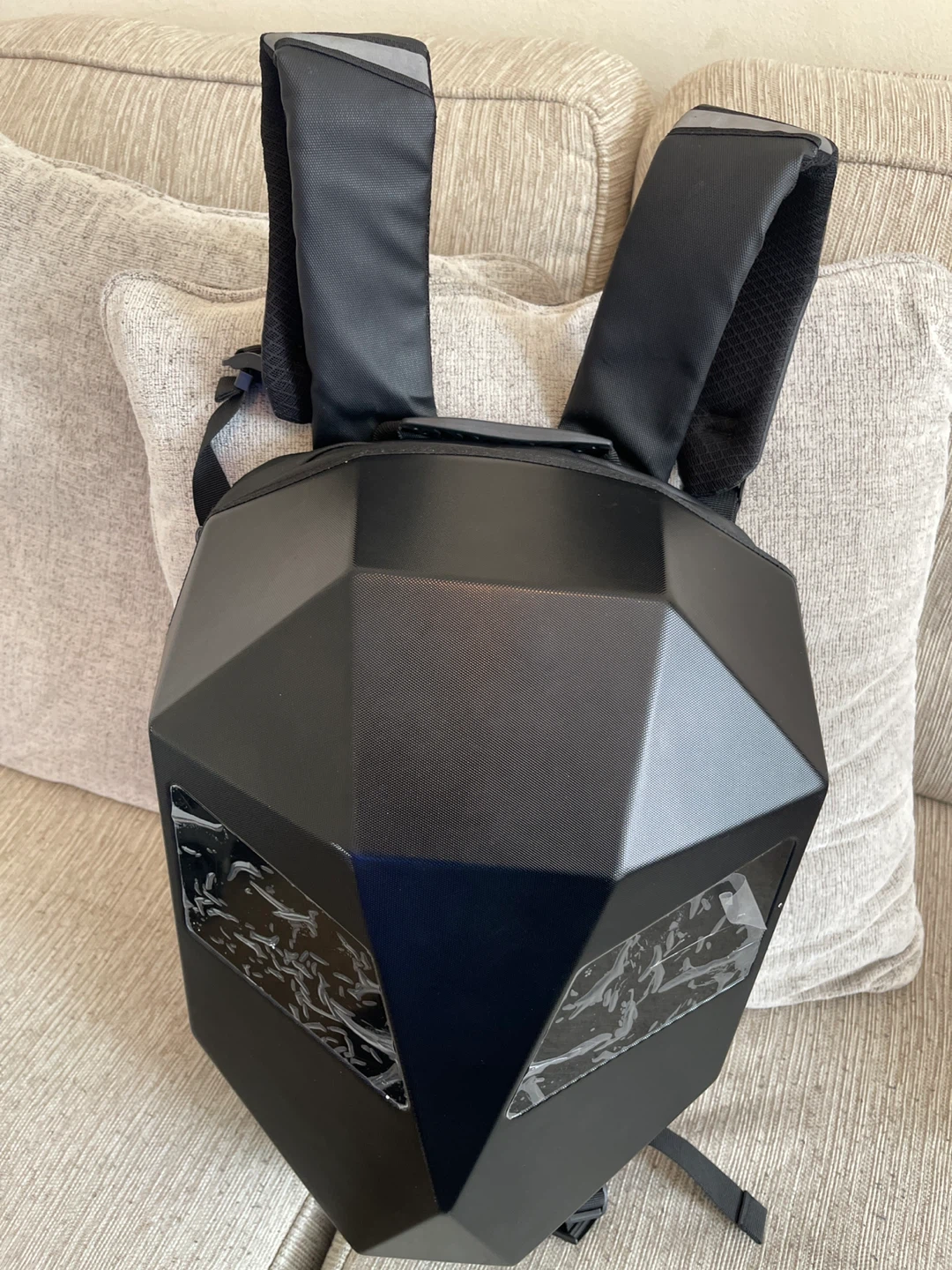 Black Geometric Backpack with LED Display