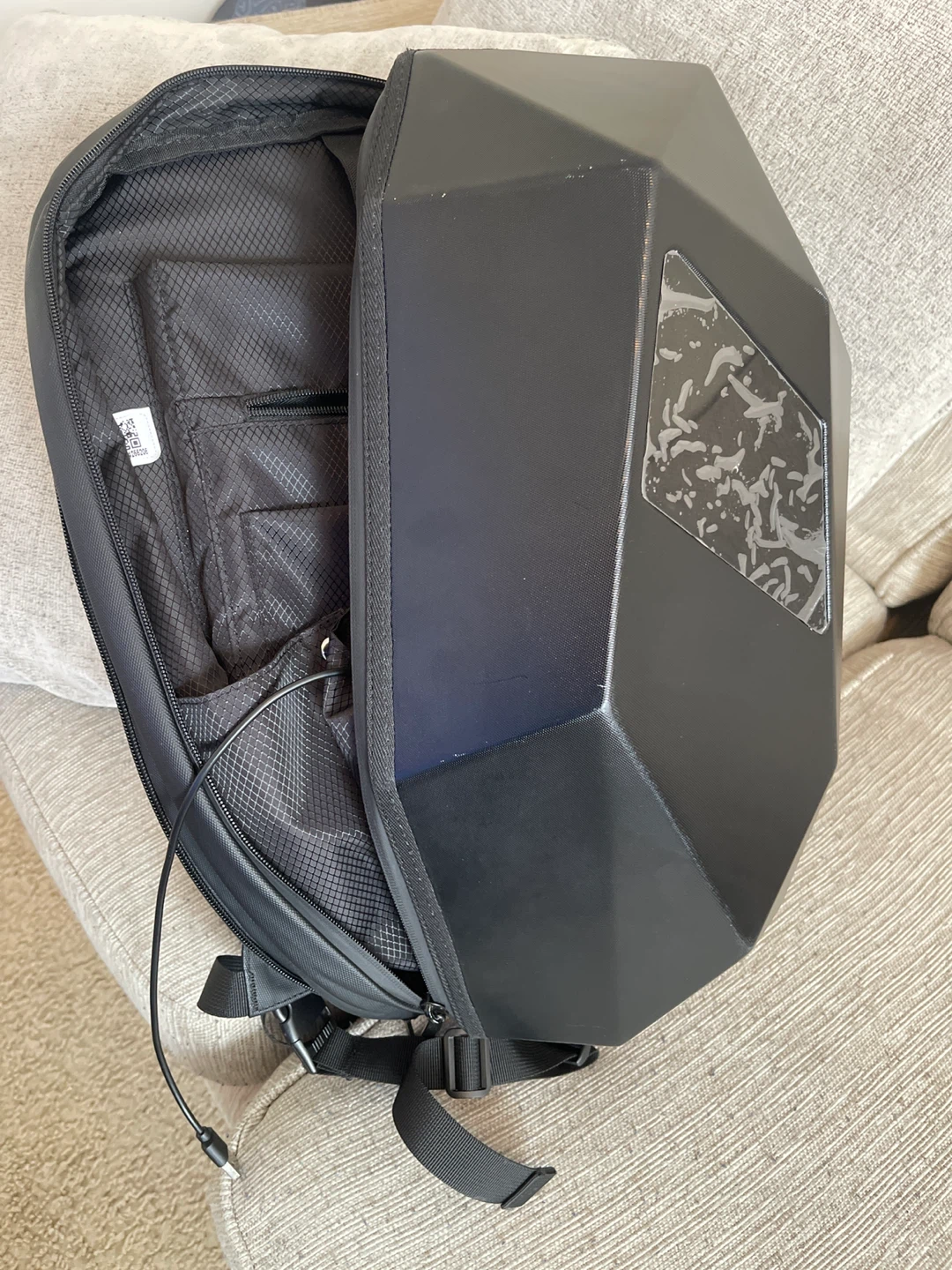 Black Geometric Backpack with LED Display - photo 3