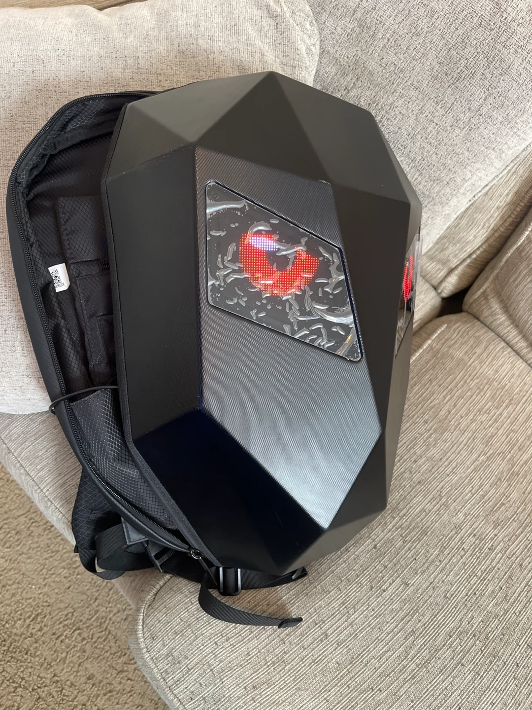 Black Geometric Backpack with LED Display - photo 4