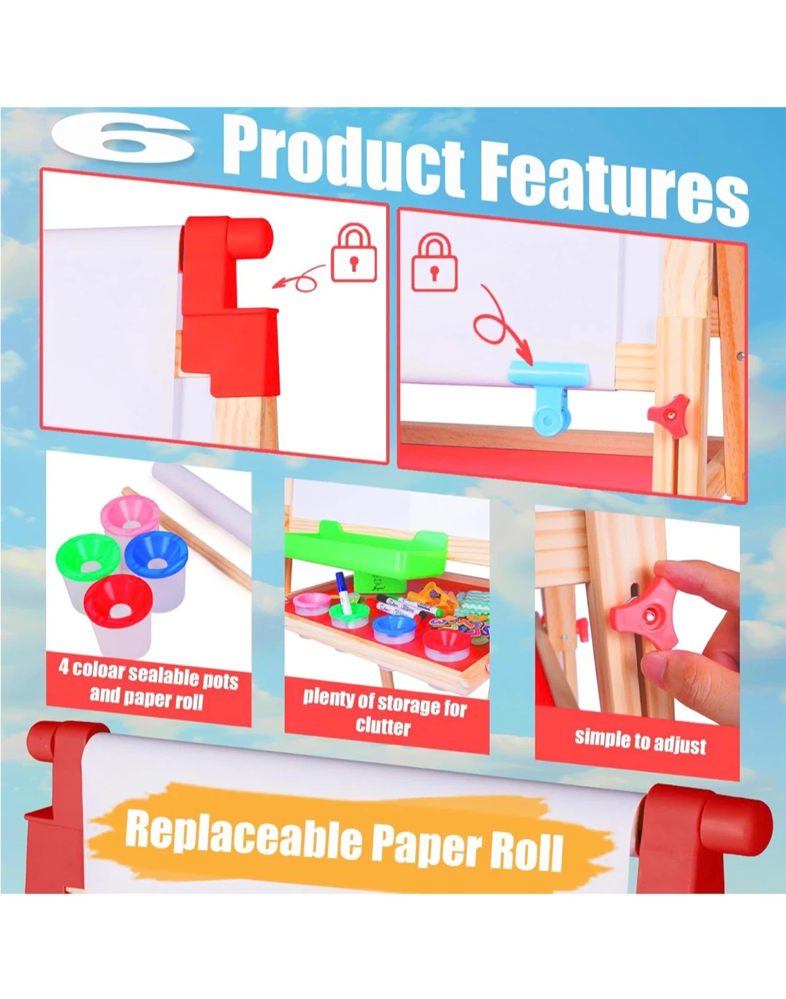 Joyooss 3-in-1 Kids Wooden Art Easel - photo 5