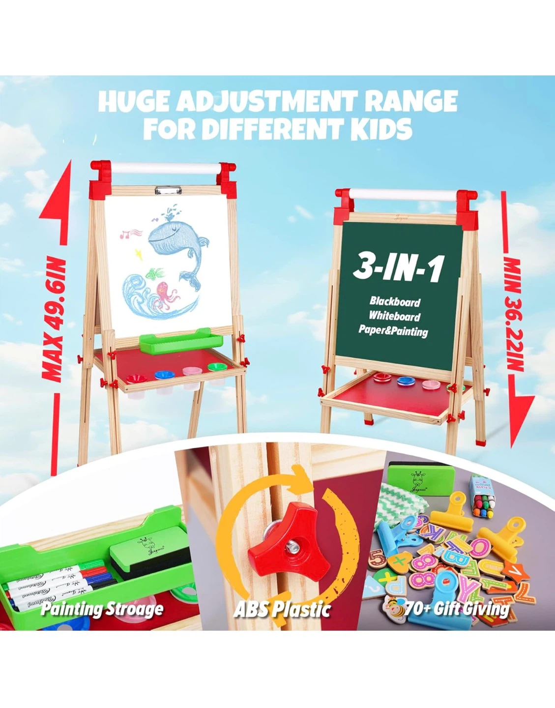 Joyooss 3-in-1 Kids Wooden Art Easel - photo 3