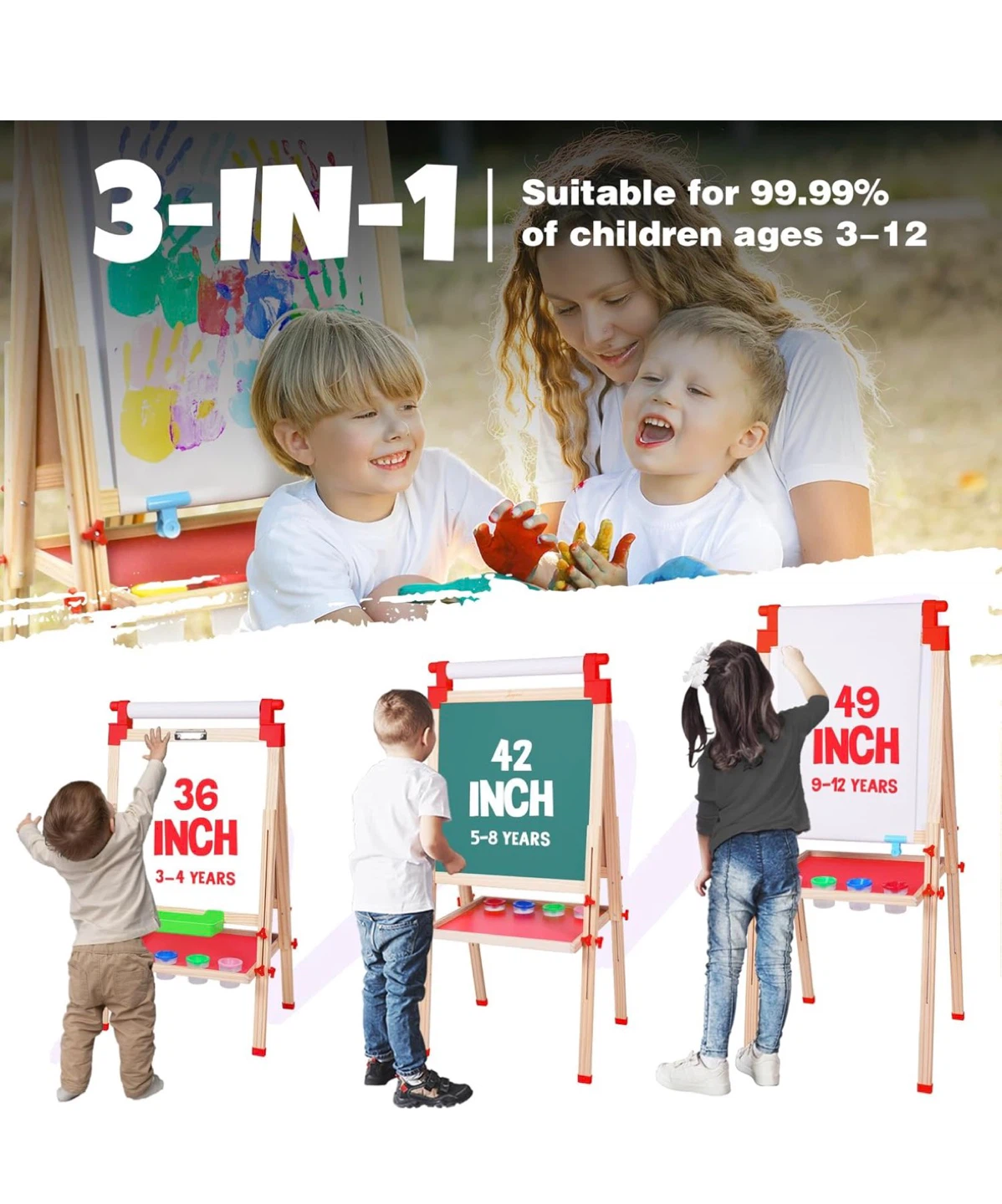 Joyooss 3-in-1 Kids Wooden Art Easel - photo 4