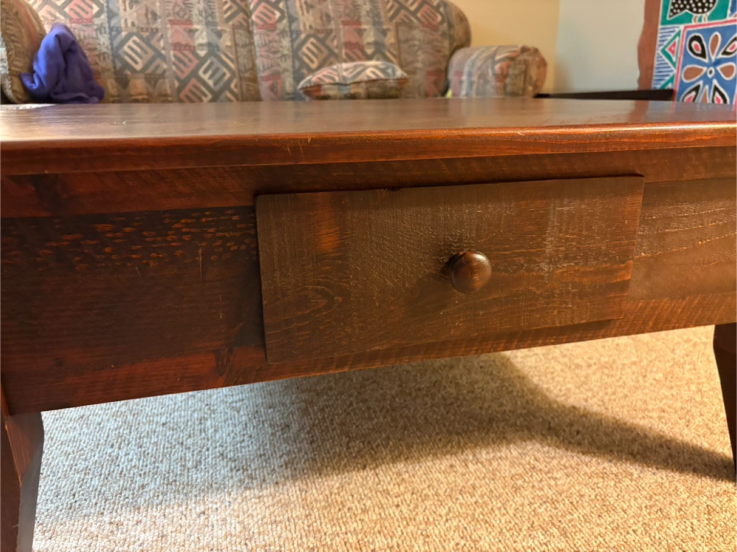 Wooden Coffee Table with Drawer - photo 2
