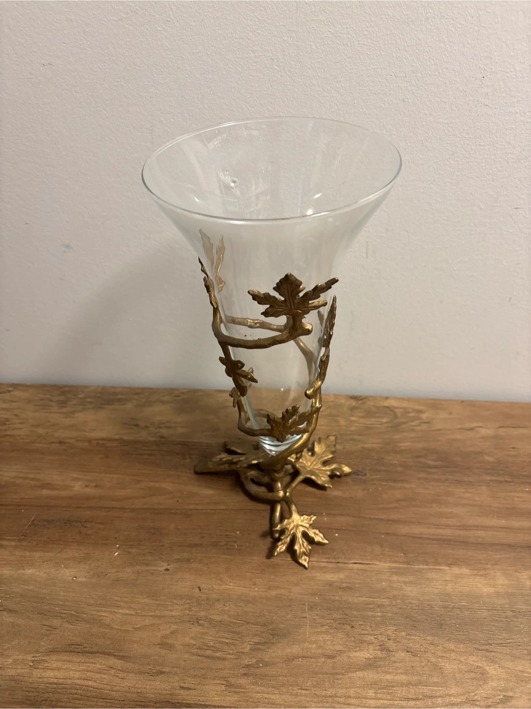 Vintage Brass and Floating Blown Glass Vase - photo 2