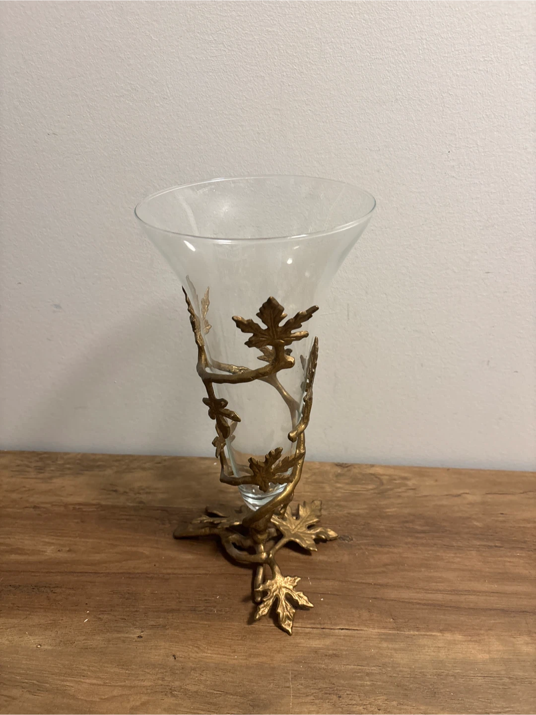 Vintage Brass and Floating Blown Glass Vase - photo 3