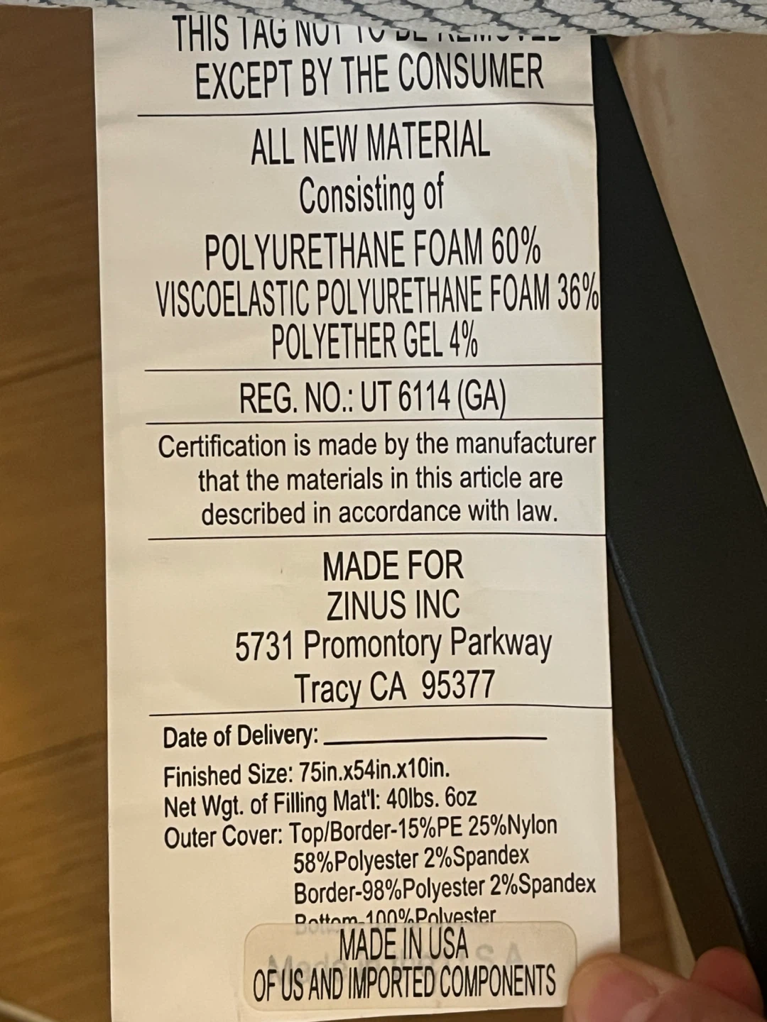 Zinus "Ultra Cool Gel" Full size Mattress and Fram - photo 5
