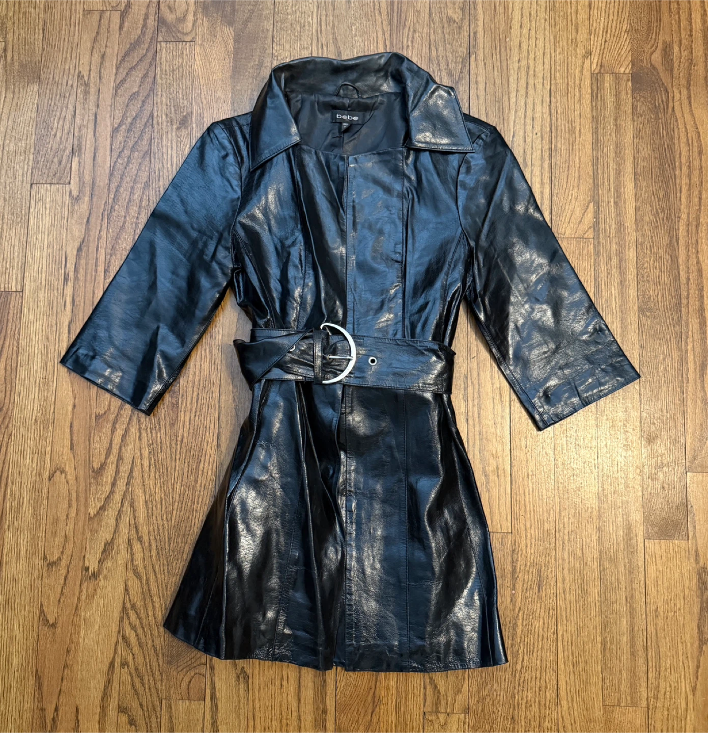 Pre-loved Bebe Leather Short Trench Coat 🏆