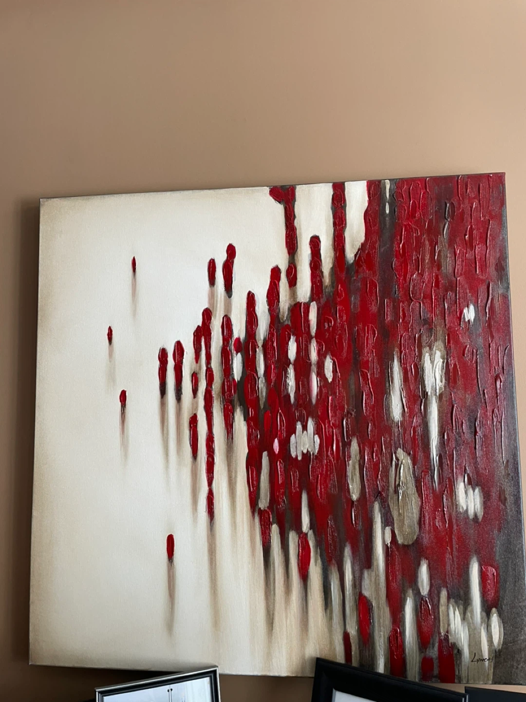 Abstract Red and Beige Canvas Wall Art - photo 2