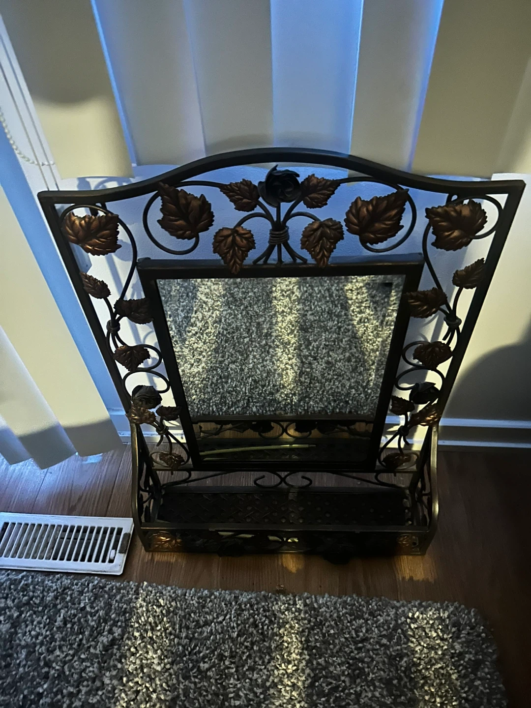 Decorative Metal Mirror with Shelf