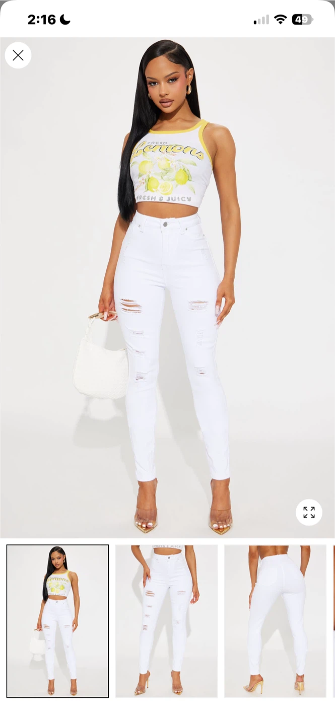 Fashion Nova White Ripped High-Waisted Jeans