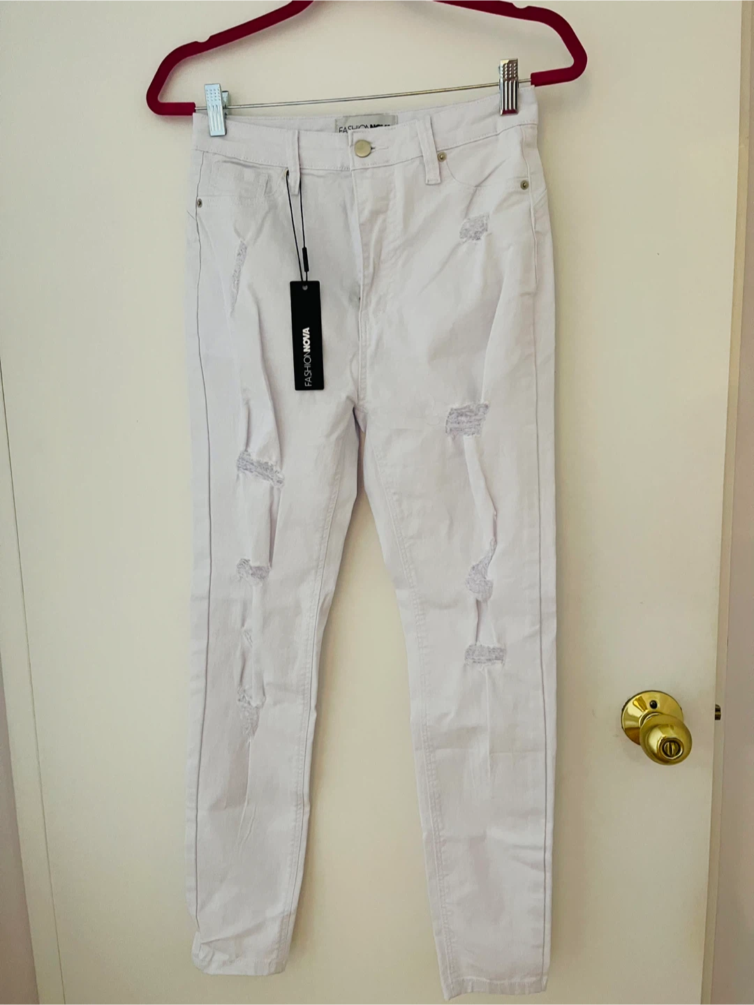 Fashion Nova White Ripped High-Waisted Jeans - photo 2