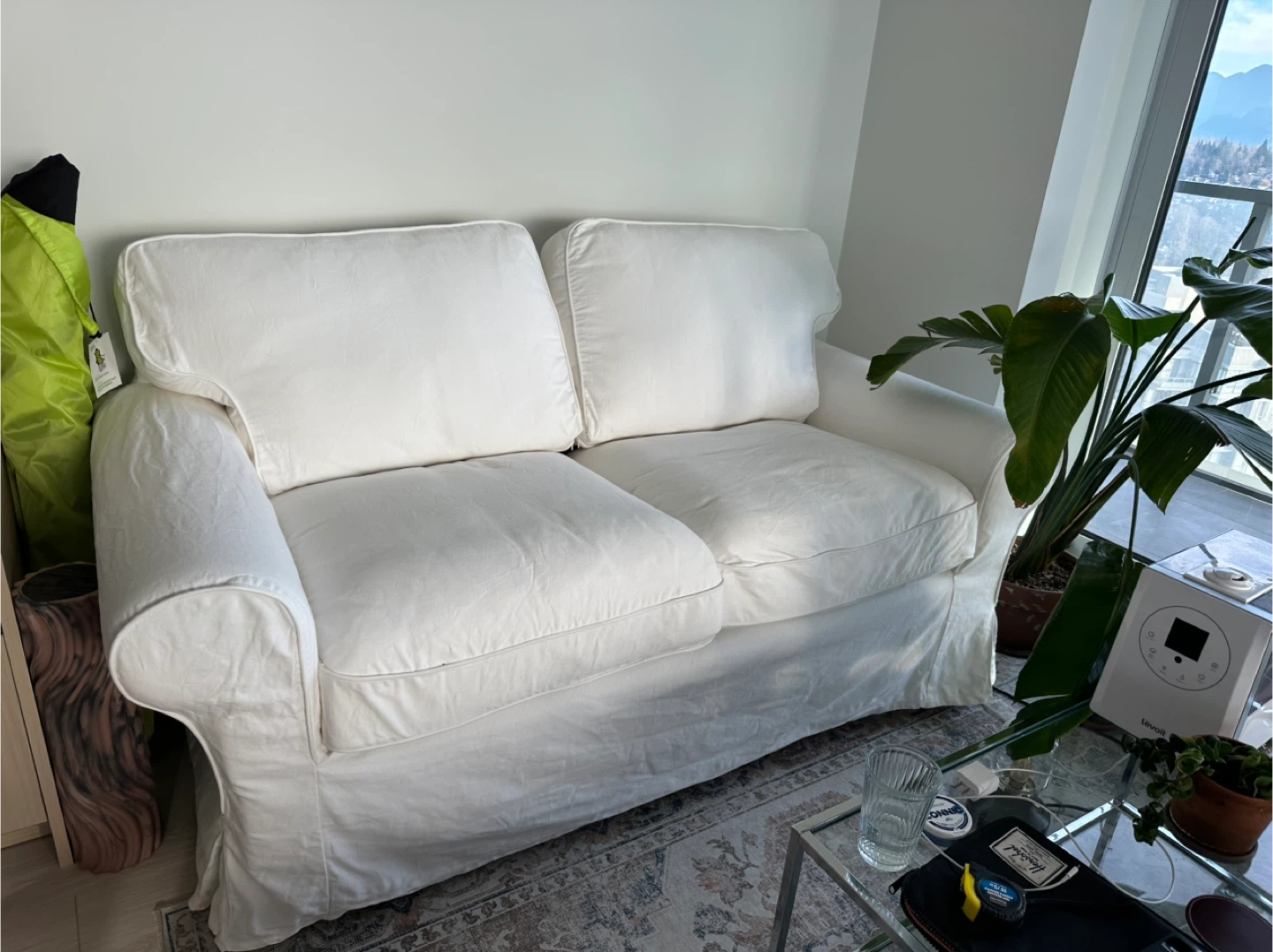 White Sofa with Removable Slipcover