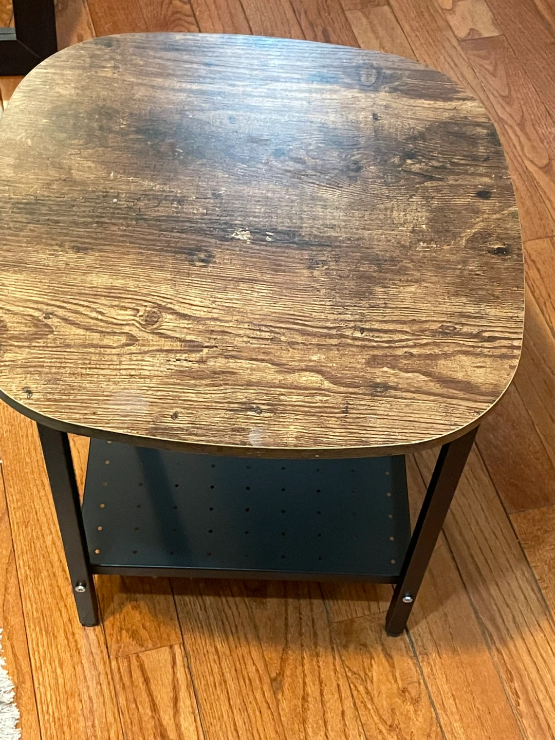 Wooden Top Side Table with Black Metal Frame