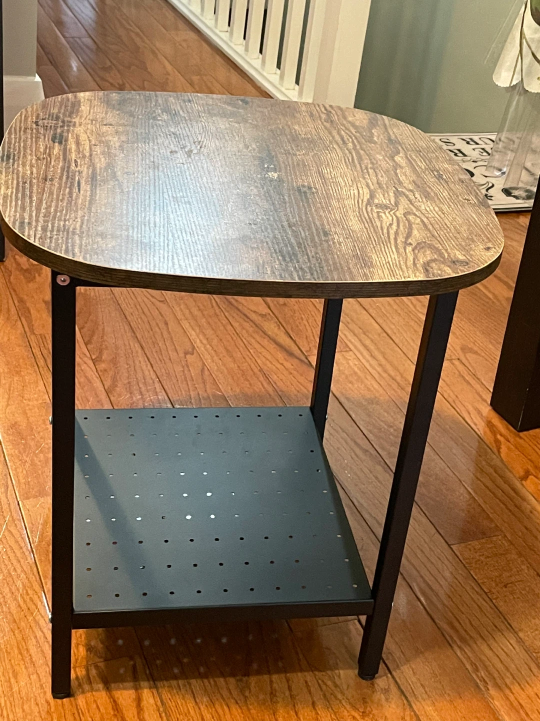 Wooden Top Side Table with Black Metal Frame - photo 2