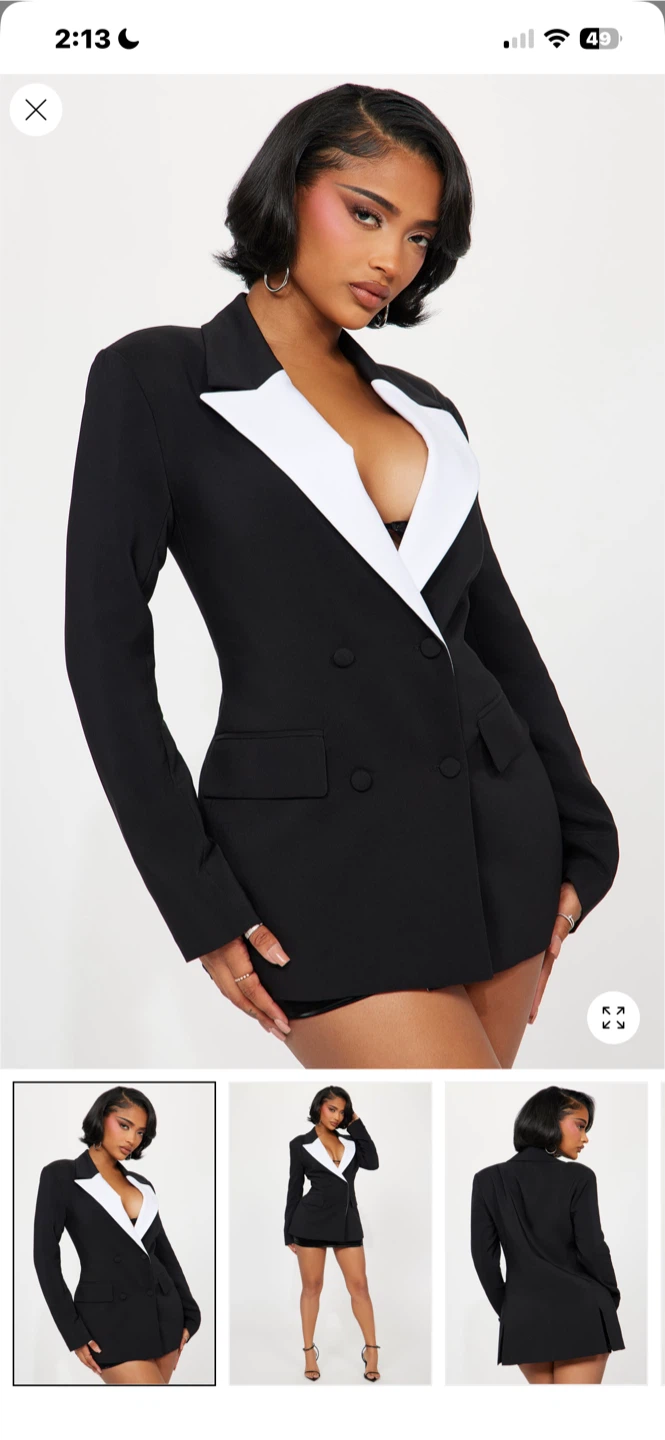 Fashion Nova Black Blazer with White Lapel
