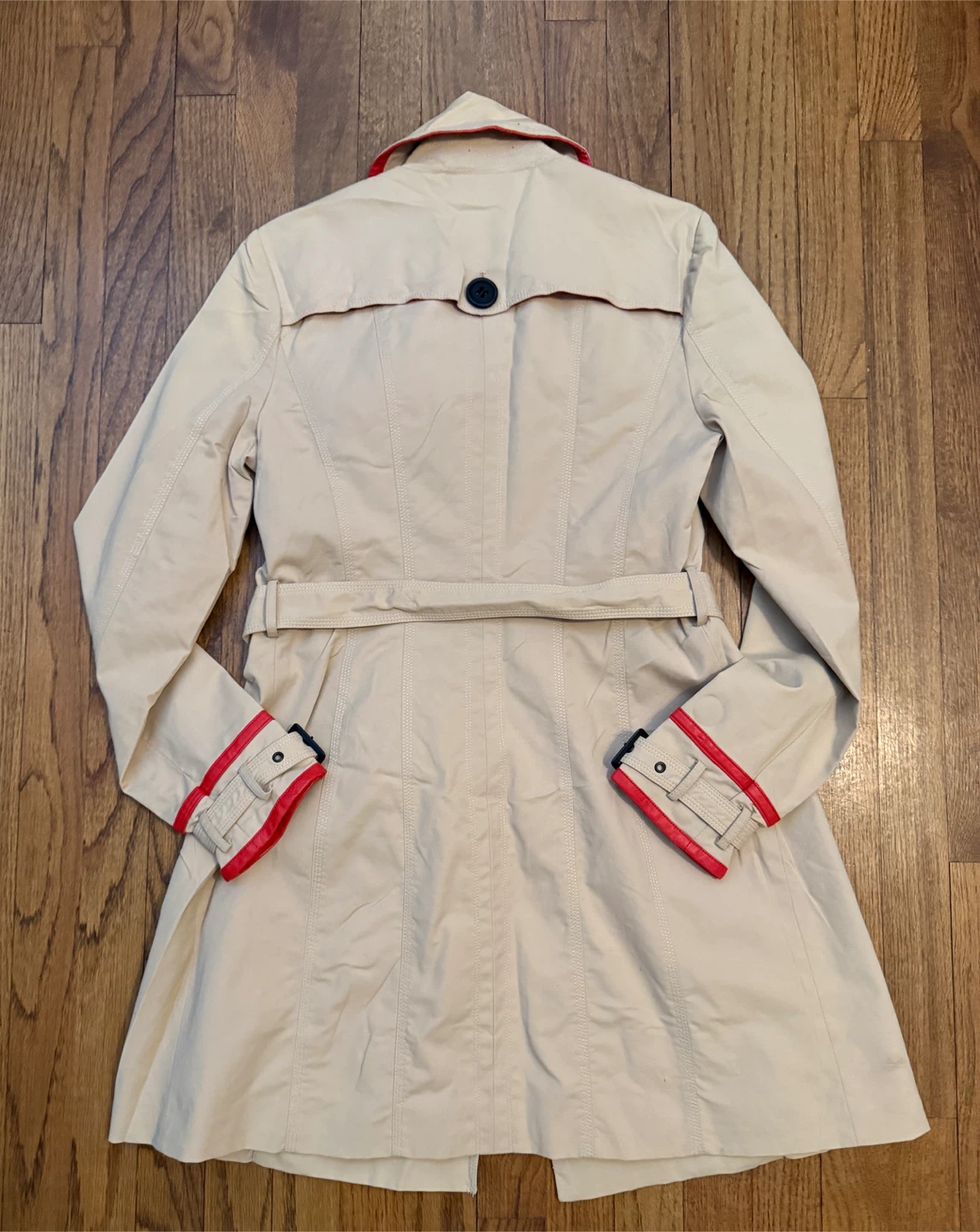 Pre-loved Bebe Double Breasted Leather Trim Trench Coat 🏆 - photo 3