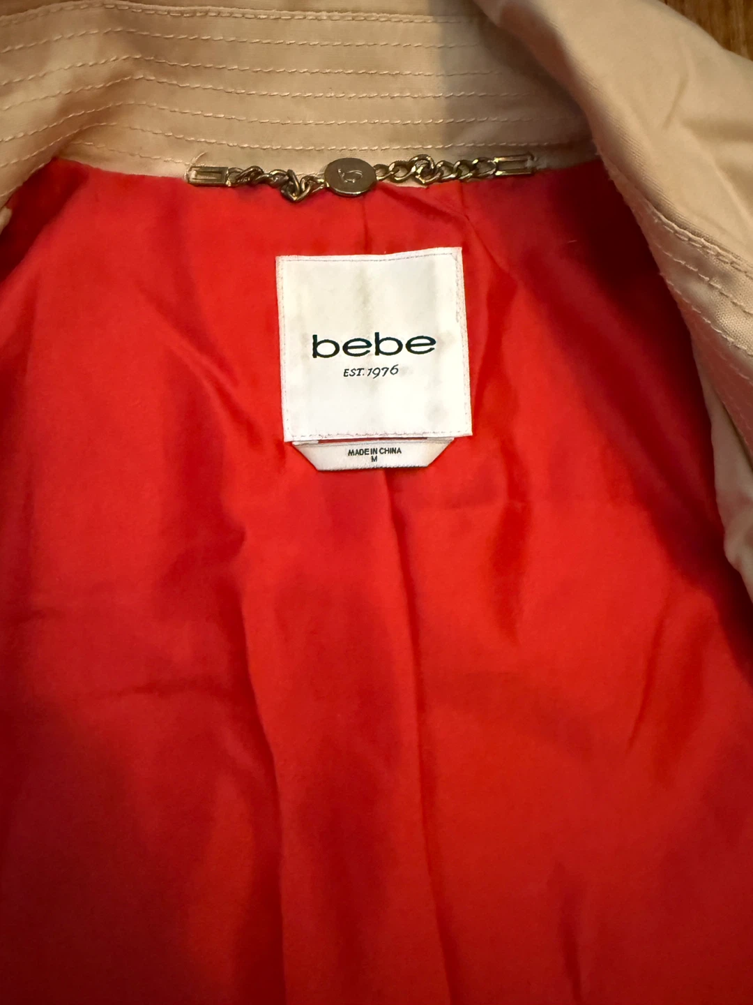 Pre-loved Bebe Double Breasted Leather Trim Trench Coat 🏆 - photo 4