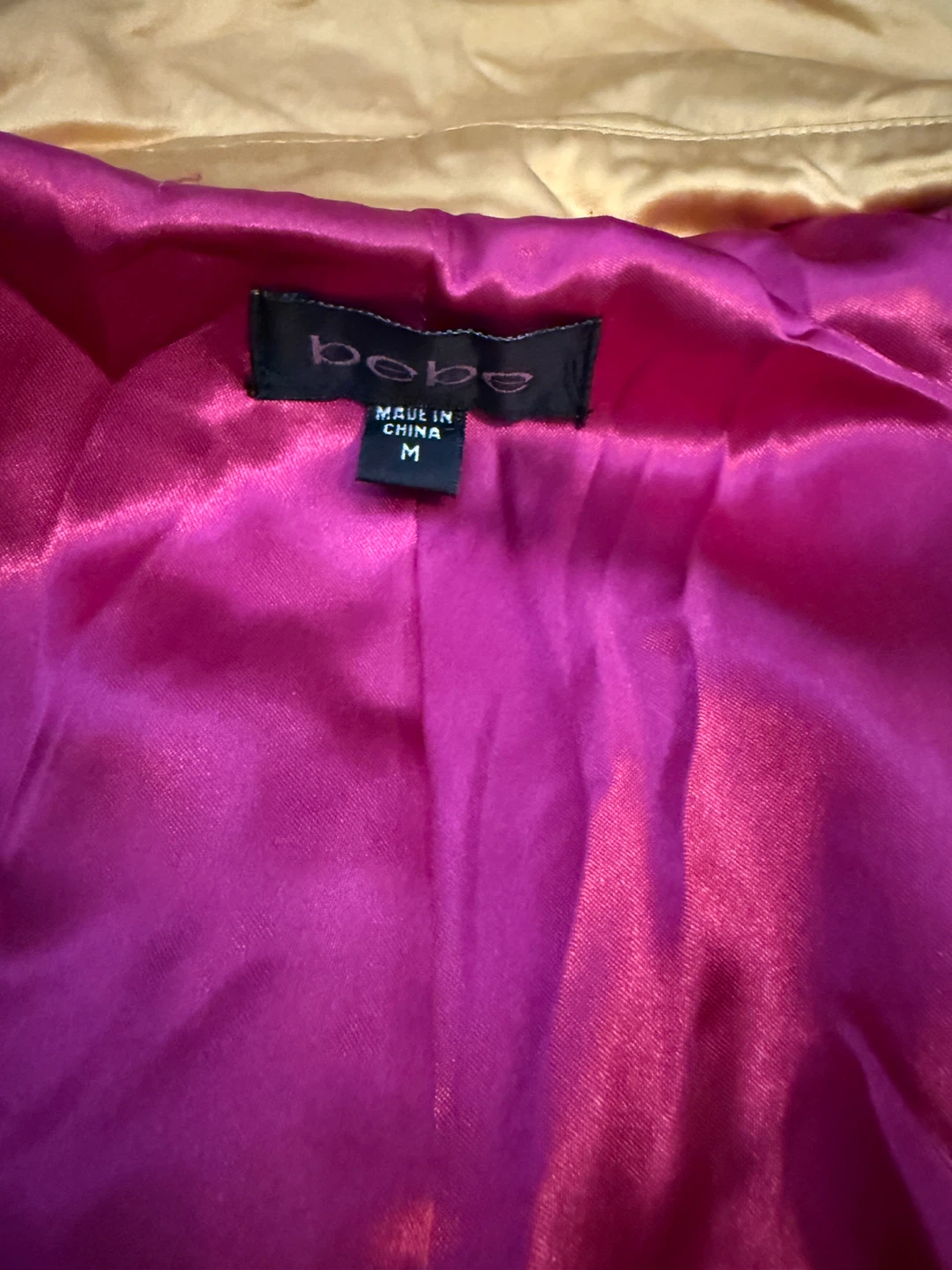 Pre-loved Bebe Gold Satin Double Breasted Trench Coat 🏆 - photo 4