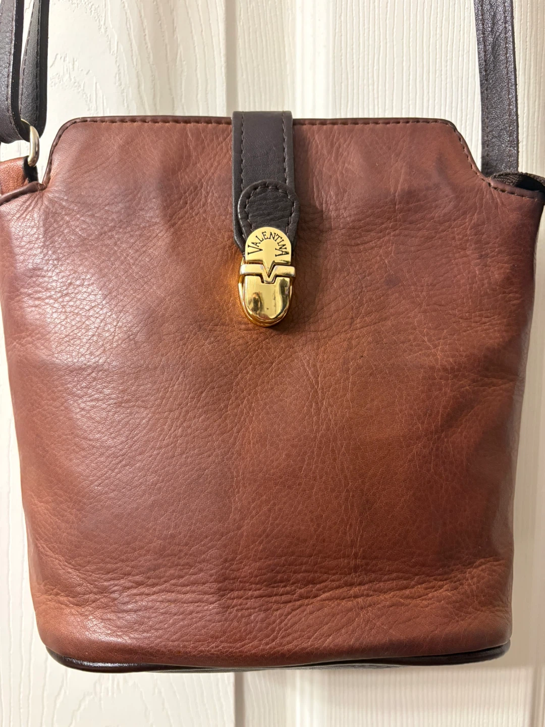 Valentina Chestnut Brown Leather Crossbody Bag