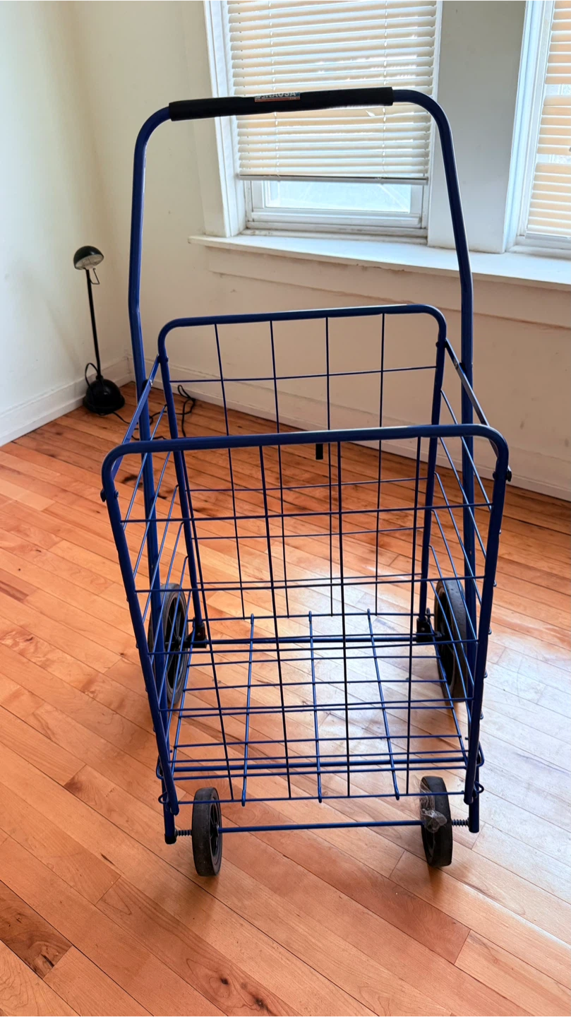 Blue Metal Rolling Shopping Cart - photo 2