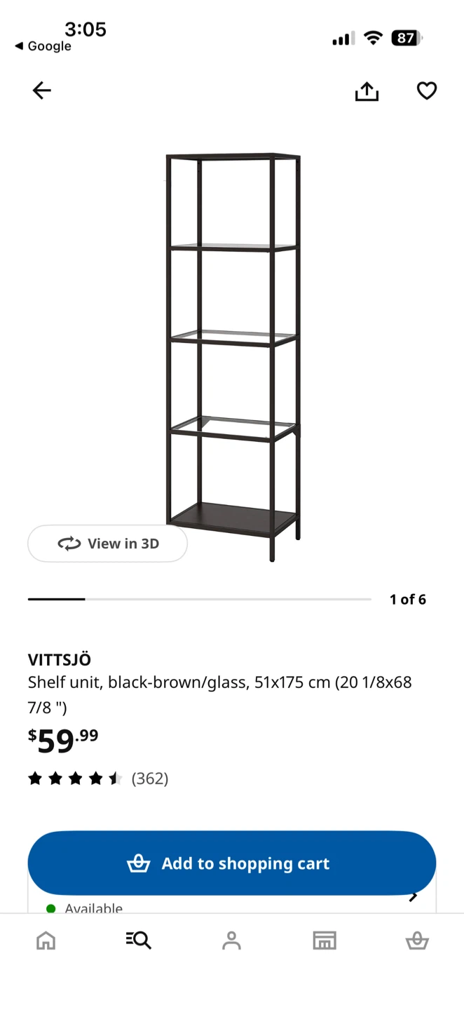 IKEA VITTSJÖ Shelf Unit - Black/Glass - photo 2