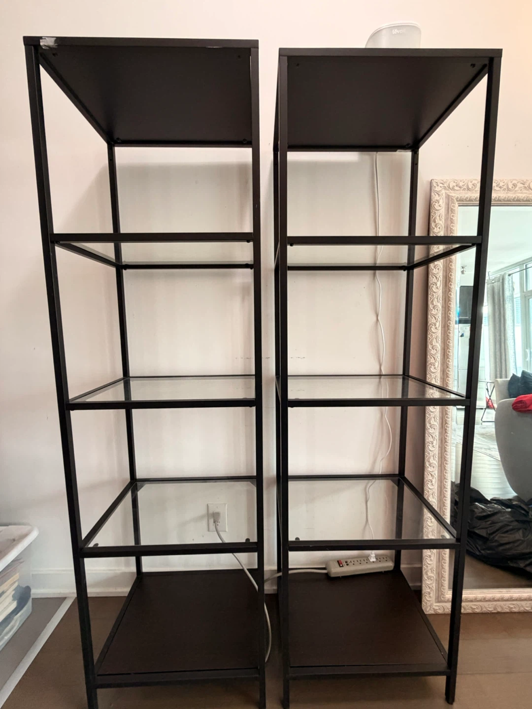 IKEA VITTSJÖ Shelf Unit - Black/Glass